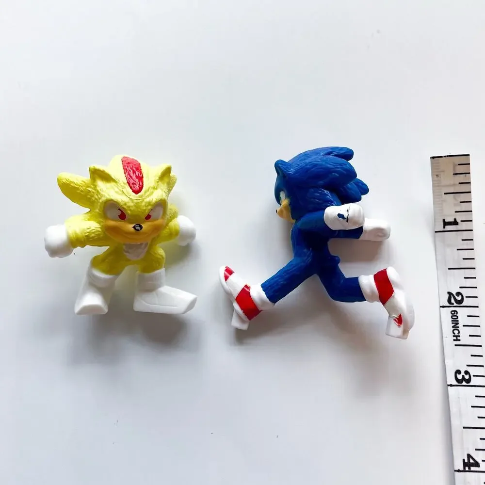 Set of Two Small Sonic Figures or Cake Toppers